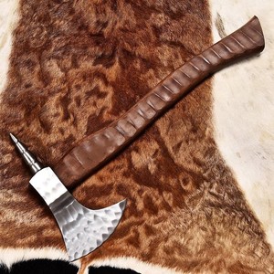 Hache de guerrier nordique artisanale, hache viking forgée, tête en acier gravée, manche en bois de rose, lame de 4 1/2 pouces, camping, bushcraft, OEM - Product Image 1