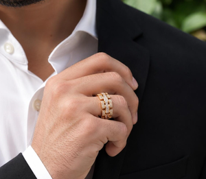 Anillo de Zirconia con Diseño Geométrico, Bañado en Oro, para Regalo de Aniversario de Bodas - Product Image 2