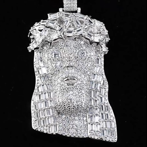 AMBER JEWELS Pendentif Visage de Christ en Argent 925 avec Moissanite taille brillant, Breloque Religieuse Certifiée GRA, Bijou Hip Hop Unisexe pour Fête - Product Image 3