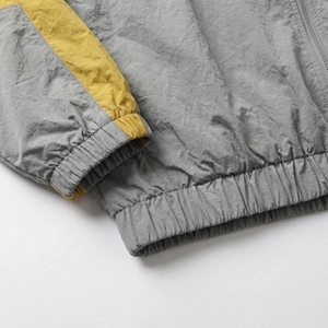 Wholesale <b>Grey</b> & Yellow Color‑Block Windbreaker | Lightweight Hooded Full‑Zip <b>Jacket</b> with Elastic Hem | OEM Outdoor / Athleisure - Product Image 4