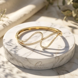 Lab Grown Diamond IGI Certified Elegant Round Cut Kada 0.30 Ct 9K Yellow White Rose <b>Gold</b> Trendy Engagement Wedding Party Gift - Product Image 2