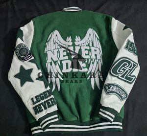 แจ็คเก็ตเบสบอลแบบใหม่ล่าสุด ปักลายตามสั่ง ขายส่ง ผ้าสแปนเด็กซ์ ทรงวาร์ซิตี้ สำหรับทุกเพศ พิมพ์ลาย ดีไซน์ใหม่ล่าสุด - Product Image 4