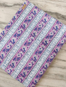 Eco-Friendly Lightweight Lavender Stripe Hand Block Print Cotton Fabric Floral Indian Textile Dress <b>Material</b> <b>Sewing</b> Wholesale - Product Image 1