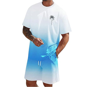 Ensembles de vêtements pour hommes de luxe, ensembles de 2 pièces, t-shirts à motifs tropicaux et shorts, tenues de vacances à la plage - Product Image 3