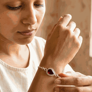 Natural Garnet Pear Shape 925 Sterling <b>Silver</b> Handmade <b>Bracelet</b> for Women Boho Fashion Charm Women's Birthday Anniversary Gift - Product Image 5