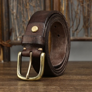 Ceinture en cuir véritable pour homme, logo personnalisé d'usine, 4 mm d'épaisseur, cuir de vachette pleine fleur vintage de luxe, boucle en acier massif, respirante et imperméable - Product Image 4