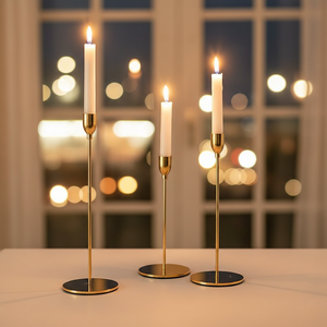Porte-bougie en métal doré de style nordique moderne, support décoratif pour bougie de table de mariage, pour la décoration de la maison - Product Image 4