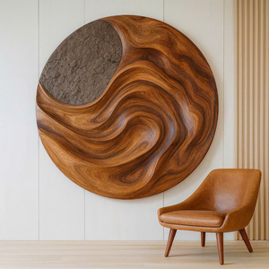 Sculpture murale Art Déco artisanale en bois organique de luxe Luxali, écologique, durable, décoration murale pour salon - Product Image 3