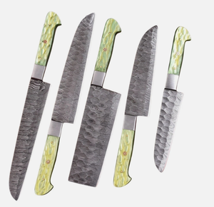 Cuchillo de Camping de Acero de Damasco Hecho a Mano con Hoja Recta y Mango de Resina, Grado Industrial, 13 Pulgadas de Longitud Total, ODM OEM - Product Image 3