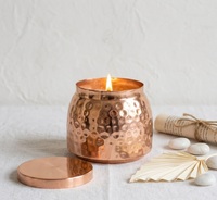 Pot à bougie en métal rose doré de luxe, logo personnalisé, récipient à bougie vide en cuivre pour bougies parfumées à la cire de soja, aromathérapie, décoration intérieure, mariages