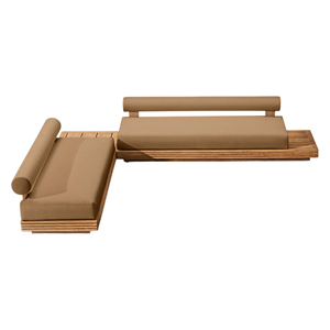 Modern Outdoor Solid Teak Sectional <b>Sofa</b> Set L-Shaped Durable Frame and Soft Cushion Contemporary Design Couch Lounger Luxury - Product Image 5