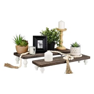 Juego de Soportes Elevados de Madera de Lujo, Pedestal Rústico de Madera de Mango, Plataforma de Exhibición para Mesa Estilo Rústico, Soporte Decorativo para Servir - Product Image 2