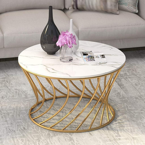 Mesa auxiliar de café con patas de metal y tablero de madera, mesa de centro para sala de estar estilo rústico - Product Image 2
