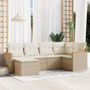 Conjunto de Sofás de Jardín de Ratán Sintético PE Beige y Acero con Recubrimiento en Polvo - Product Image 1