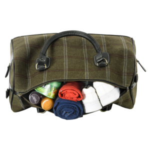 Luxury Wool Tweed & Genuine Leather Weekender Travel Duffel <b>Bag</b> Vintage Plaid <b>Overnight</b> Carry On Sports Gym <b>Bag</b> for Men & Women - Product Image 4