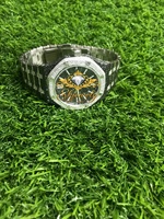 Montre de luxe pour homme en acier inoxydable noir avec verre moissanite, bracelet de 20 mm, boîtier automatique analogique
