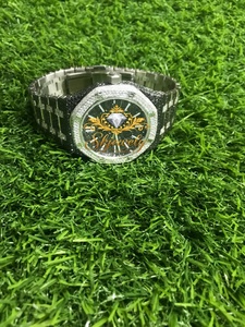 Montre de luxe pour homme en acier inoxydable avec verre moissanite, bracelet de 20 mm, boîtier automatique analogique - Product Image 4
