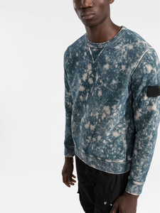 Sweat-shirt pour homme en coton 100% avec effet délavé, col rond, coupe classique, manches longues, patch personnalisé sur la manche gauche, sweat-shirt à enfiler - Product Image 4