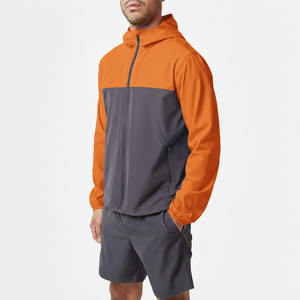 Conjunto Deportivo Corto de Dos Piezas con Chaqueta Cortavientos y Pantalones Cortos, Estampado, con Cierre, de Nailon, para Hombre - Product Image 5