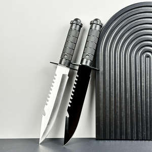 Couteau de survie et de chasse d'extérieur, acier inoxydable, lame fixe, manche en plastique, avec étui en cuir - Product Image 5