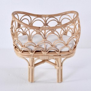 Cuna de madera para muñecas, mini cuna de juguete, moisés de ratán, juguetes de simulación para niños - Product Image 2