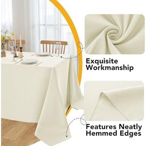 "10 Pack Ivory <b>Rectangle</b> <b>Tablecloths</b> 60 X 84 Inches Stain Resistant Polyester Washable 4 Foot Tables" - Product Image 3