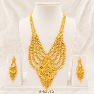 Juego de Collar y Aretes de Cobre con Circonitas y Baño de Oro de 24K en Forma de Corazón para Mujer, Joyería Nupcial India A-63014 - Product Image 2