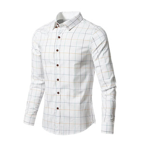 Mens Button Down Check Shirt Smart Casual Checkered Office Shirt Lightweight Breathable Factory Supply - Product Image 1