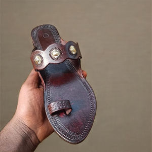 Handcrafted Women's Kolhapuri Leather Platform Slip-On <b>Sandals</b> Ethnic Fashion Trend - Product Image 2