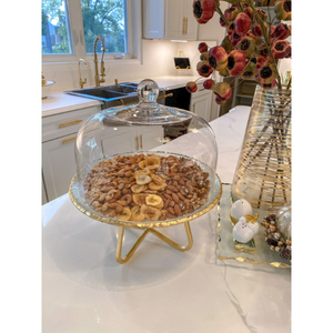Supports à gâteaux en métal de style mid-century avec couvercle en verre, qualité supérieure, présentoir rond pour desserts, fournitures pour gâteaux de mariage et d'anniversaire à domicile - Product Image 5