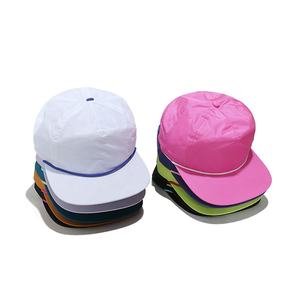 High Quality 100% Polyester Quick Dry 5-Panel Flat Bill Brim Rope <b>Band</b> Hip-Hop <b>Hat</b> Summer Outdoor Hiking Camp Cap For Men Women - Product Image 2