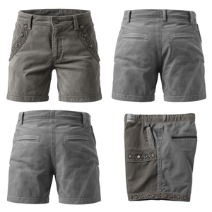 Pantalones Cortos Bávaros Pinco Sports para Hombre, Color Gris Piedra, de Lujo, Estilo Alpino, para Festivales, en Auténtico Gamuza de Vaca, con Cintura Elástica - Product Image 4