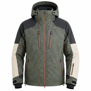 Men's Waterproof Zipper Front <b>Ski</b> Jacket Hooded Color Blocked Synthetic 10000mm Breathable Outdoor Wear - Product Image 1