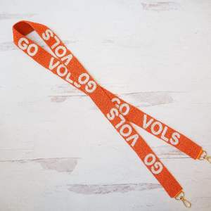 Superbe sangle de remplacement pour sac à main, faite à la main, ornée de perles orange et blanches, avec fermoirs métalliques, pour sac bandoulière GO VOLS - Product Image 1