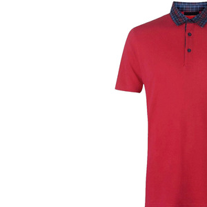 Polo de Manga Corta Rojo para Hombre, de Algodón Piqué, con Cuello a Cuadros, Estilo Casual, Corte Regular, Tejido de Punto - Product Image 4
