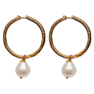 Trendy Bohemian Hoop Earrings with Pearl and Tassel Design Brass and Alloy Perfect for Party and Gift - Product Image 2