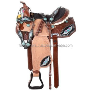 Top vente selle Western de cheval de qualité supérieure selle personnalisée avec siège souple en cuir véritable avec plusieurs couleurs - Product Image 2