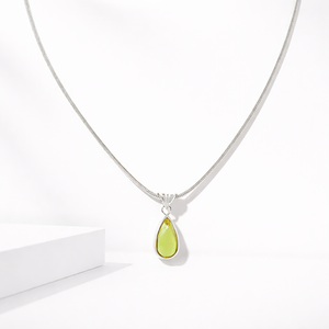 Collar con Colgante de Peridoto en Forma de Lágrima, Plata de Ley 925, Joyería Minimalista con Piedras Preciosas de Moissanita para Mujer, Venta al Por Mayor - Product Image 1