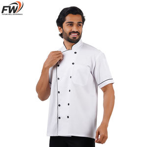 Veste de Chef Unisexe en Coton et Polyester Respirante avec Logo Personnalisé pour Hommes et Femmes, Blanche et Noire, pour Restaurant et Cuisine – Vente en Gros - Product Image 5