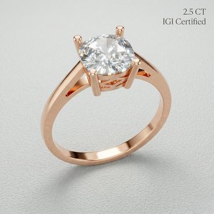 แหวนเพชรทรงคุชชั่น 2.5 กะรัต รับรองโดย IGI เพชรเพาะเลี้ยงในห้องปฏิบัติการ VS ทองคำแท้ 9K ชุบโรเดียม ของขวัญสำหรับงานหมั้น งานแต่งงาน และวันครบรอบ - Product Image 1