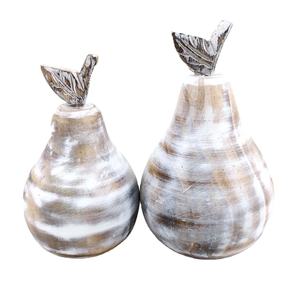 ชุดลูกแพร์ไม้สีขาวแบบชนบทรูปปั้นลูกแพร์ตกแต่งบ้านไร่เครื่องประดับผลไม้ลูกแพร์สไตล์วินเทจตกแต่งบ้าน - Product Image 1