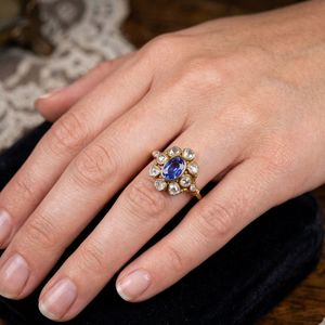 Gemvanity R995 Plaqué Or 14K Luxe Classique Sertissage Canal Diamant Tanzanite Taille Brillant Unisexe Cadeau de Fiançailles et de Mariage - Product Image 5