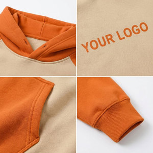 Sudadera con Capucha para Hombre, Color Naranja Beige, Manga Raglán, Felpa Francesa, Casual, Invierno, Corte Holgado, Bolsillo Frontal, Logotipo con Impresión Digital - Product Image 6