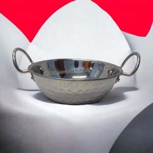 Premium Quality Wholesale Modern Indian Luxury Elegant <b>Stainless</b> <b>Steel</b> Kadai Paella <b>Pan</b> Two Handles Hammered Design for Cooking - Product Image 4