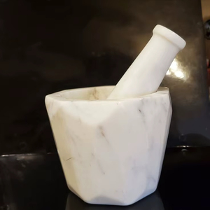 Home Use Marble Mortar <b>And</b> Pestle <b>Set</b> For Crushing <b>Spices</b> <b>Herbs</b> Seeds <b>And</b> Making Fresh Masala Daily - Product Image 1