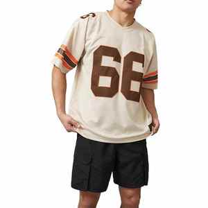 Camiseta de Fútbol Americano para Hombre, Manga Corta, Cuello en V, Transpirable, de Poliéster, Número de Equipo 66, Ropa Deportiva - Product Image 1
