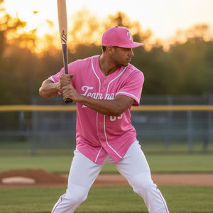Camiseta de Béisbol Rosa Personalizada con Botones, Uniforme de Equipo con Logotipo Personalizado, Fabricante de Ropa Deportiva - Product Image 5