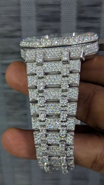 Hip Hop Style Moissanite Watch Luxury Silver Stainless Steel Fully Paved Bling Watch VVS Diamond Round Brilliant Cut For Men