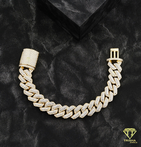 Fully <b>Iced</b> <b>Out</b> Lab Grown Cuban <b>Chain</b> Bracelet with Premium Jewelry Craftsmanship and Maximum Sparkle - Product Image 5