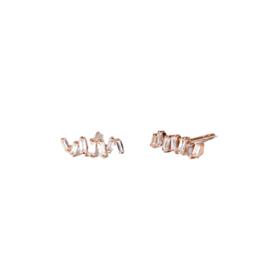Magnifiques boucles d'oreilles clous de fiançailles en or massif 10K 14K 18K avec diamants de laboratoire baguette et moissanite, certifiés IGI, couleur DEF, clarté VS VVS - Product Image 4